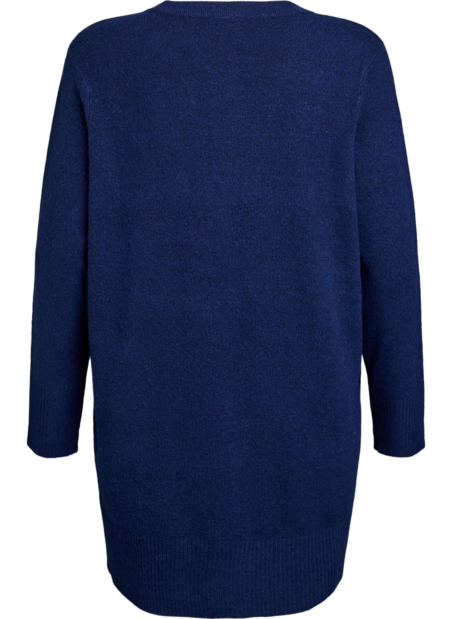 Zizzifashion Ribbed Knit Cardigan with Pockets, Blue, Packshot image number 1