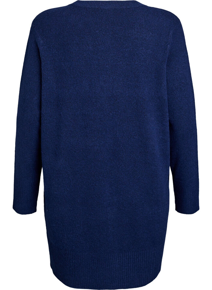 Ribbed Knit Cardigan with Pockets, Blue, Packshot image number 1
