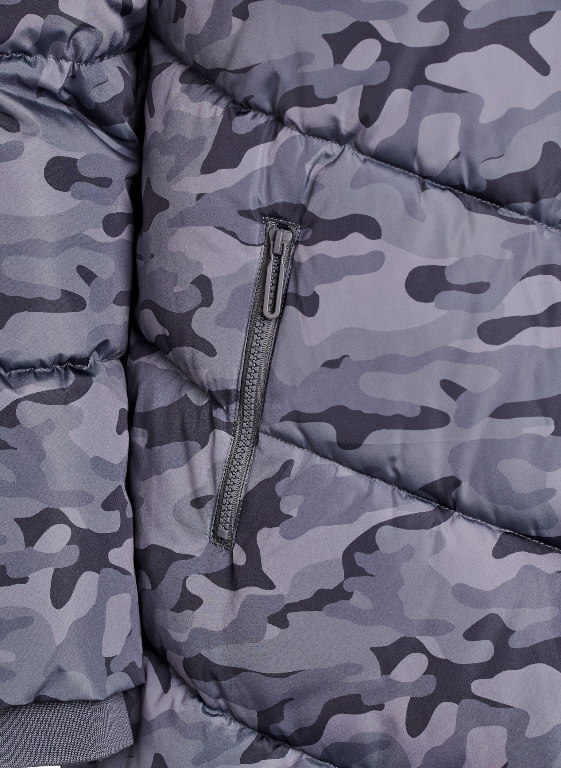Zizzifashion Long camouflage puffer jacket, Dark Grey, Packshot image number 3