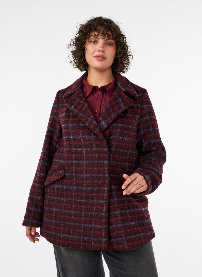 Checked jacket with pockets, Red, Model image number 0