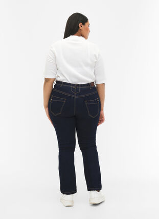 Slim fit Vilma jeans with a high waist, Dk blue rinse, Model image number 2