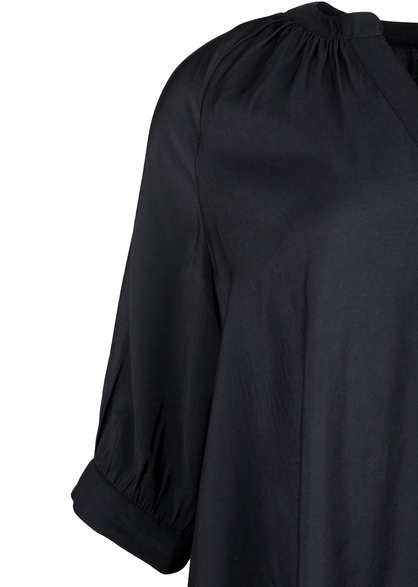 Zizzifashion Viscose tunic with 3/4 sleeves, Black, Packshot image number 2
