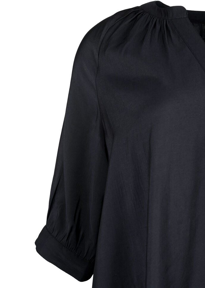 Viscose tunic with 3/4 sleeves, Black, Packshot image number 2