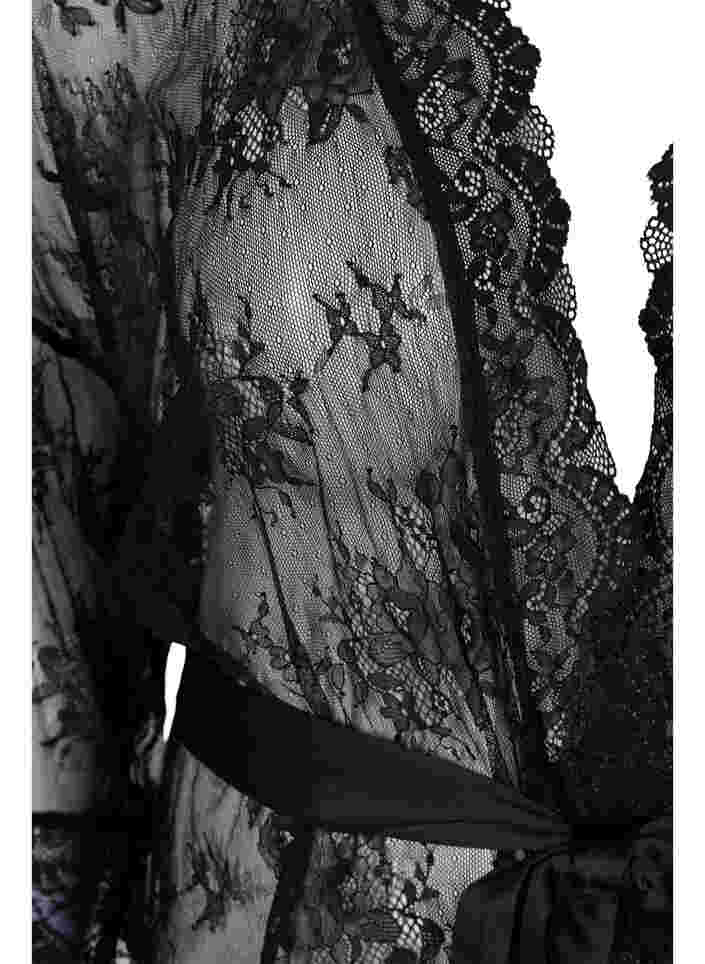 Long lace dressing gown, Black, Packshot image number 2