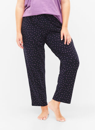 Cotton pyjamas pants with print, Night Sky Dot, Model image number 2