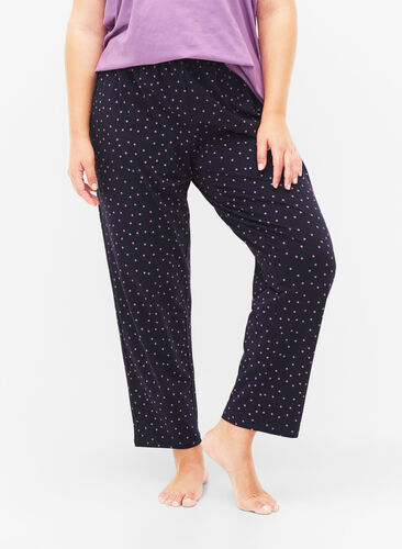 Cotton pajama pants with print, Night Sky Dot, Model image number 2