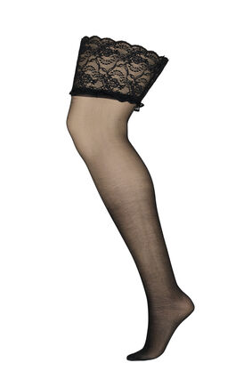 Hold-up stockings in 20 denier, Black, Packshot image number 0