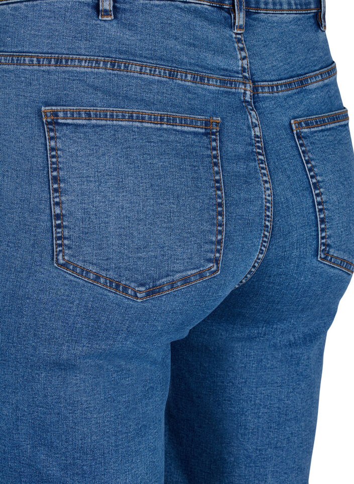 Tight fitting denim shorts with a high waist, Blue Denim, Packshot image number 3