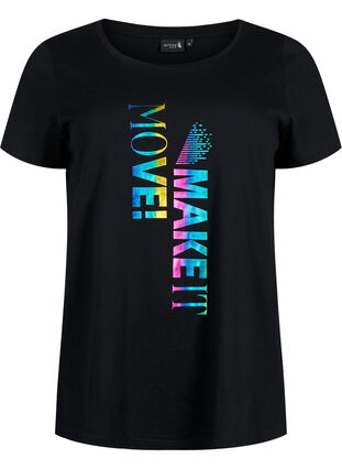 Training T-shirt with print, Black Make It Move, Packshot image number 0