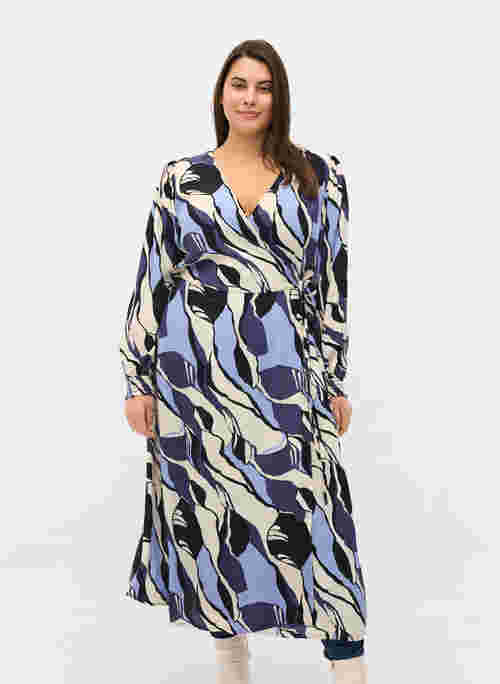 Printed midi dress with wrap