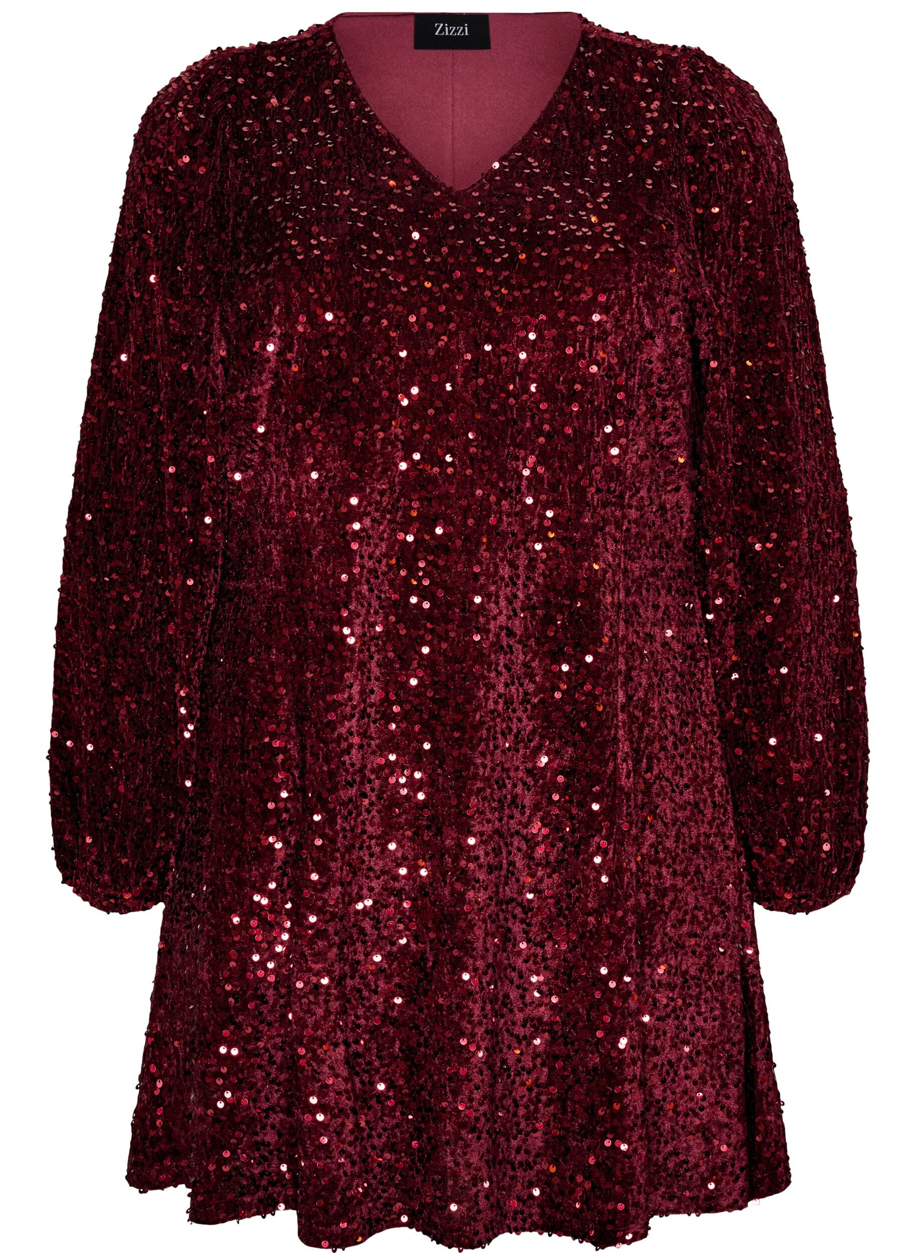 ZizzifashionShort sequin dress with an A-line shape, Red, Packshot image number 0