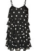 Layered dress with ruffles and spaghetti straps, Black, Packshot image number 1