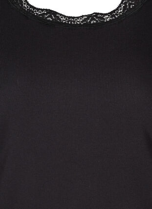 Close-fitting blouse with a lace trim, Black, Packshot image number 2