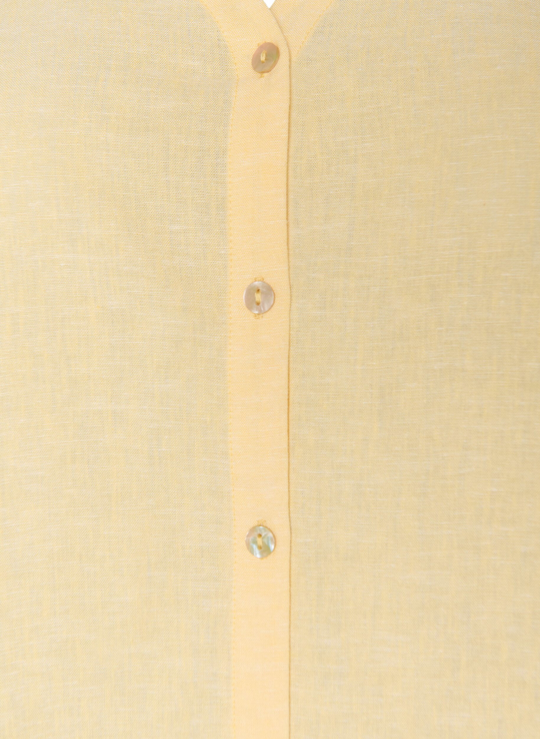 ZizzifashionBlouse in linen and viscose with V-neck, Yellow, Packshot image number 2