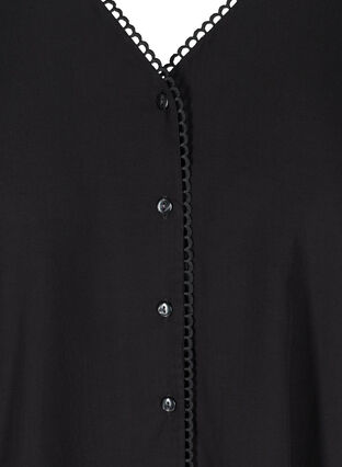 Viscose blouse with buttons and balloon sleeves, Black, Packshot image number 2