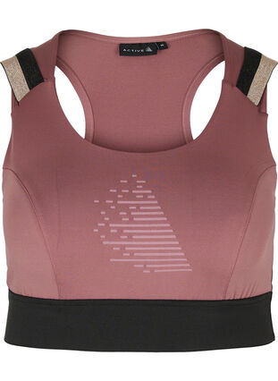 Sports bra with glitter and cross back, Rose Taupe, Packshot image number 0