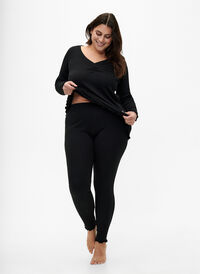 Tight fit ribbed trousers, Black, Model