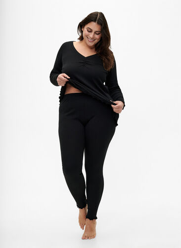 Tight fit ribbed trousers, Black, Model image number 0