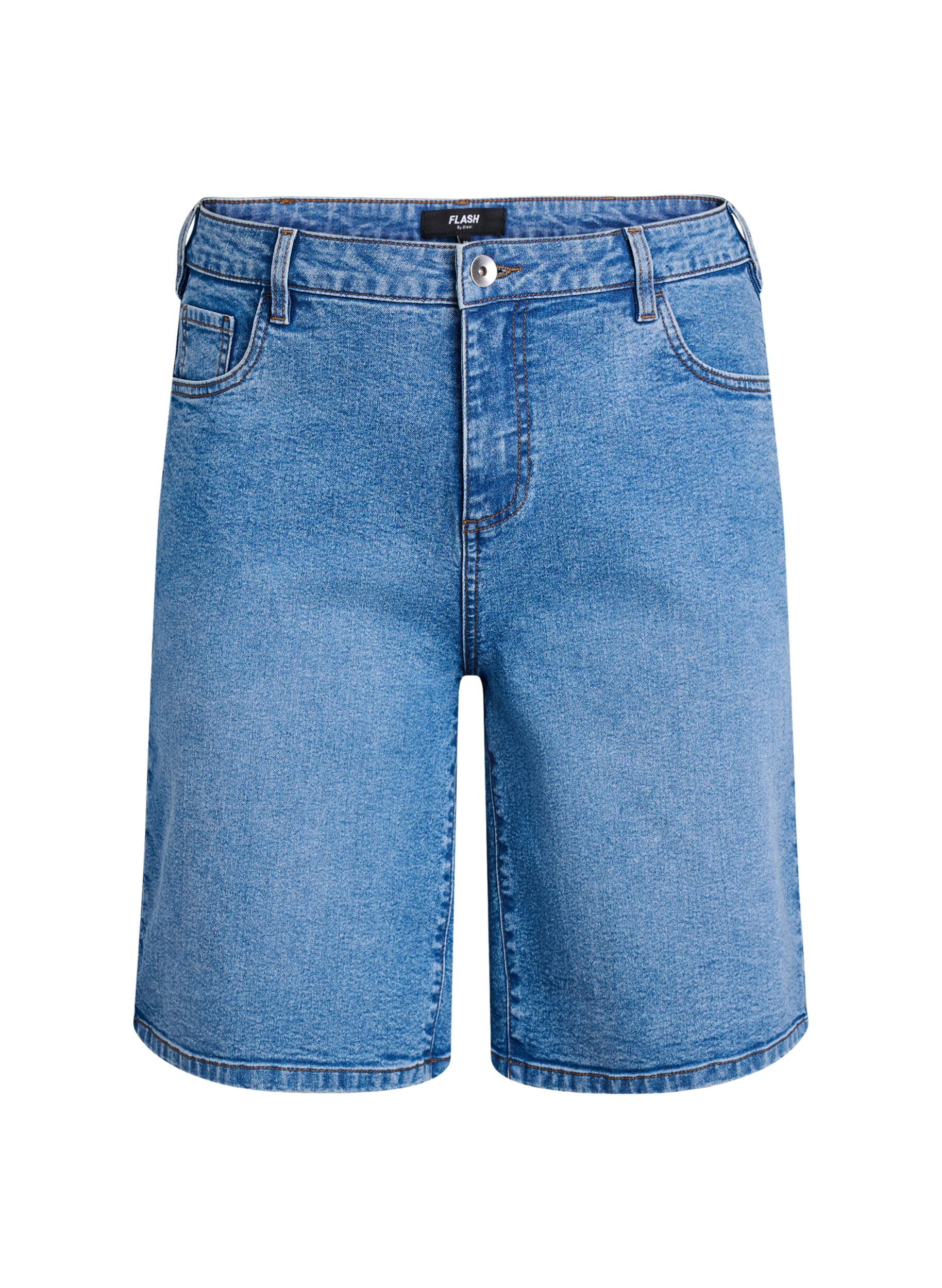Zizzifashion Loose high-waisted denim shorts, Light Blue, Packshot image number 0