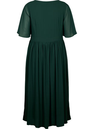 Maxi dress with pleats and short sleeves, Scarab, Packshot image number 1