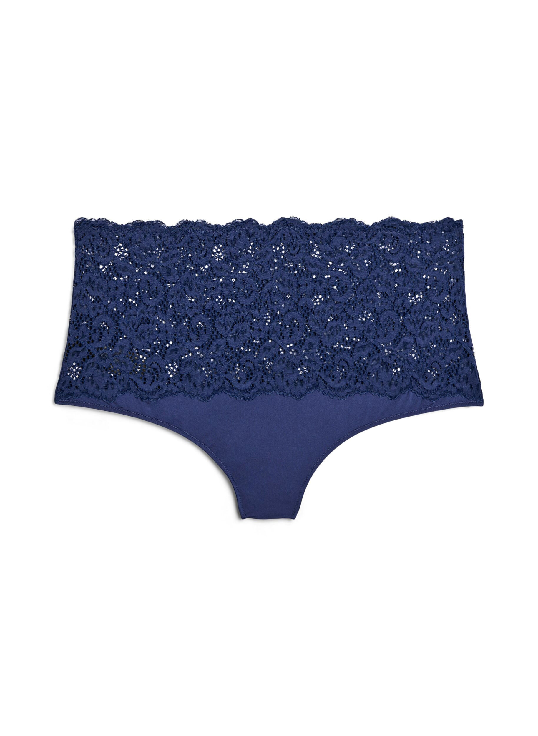 Zizzifashion High-waisted hipster briefs with lace, Medieval Blue, Packshot image number 1