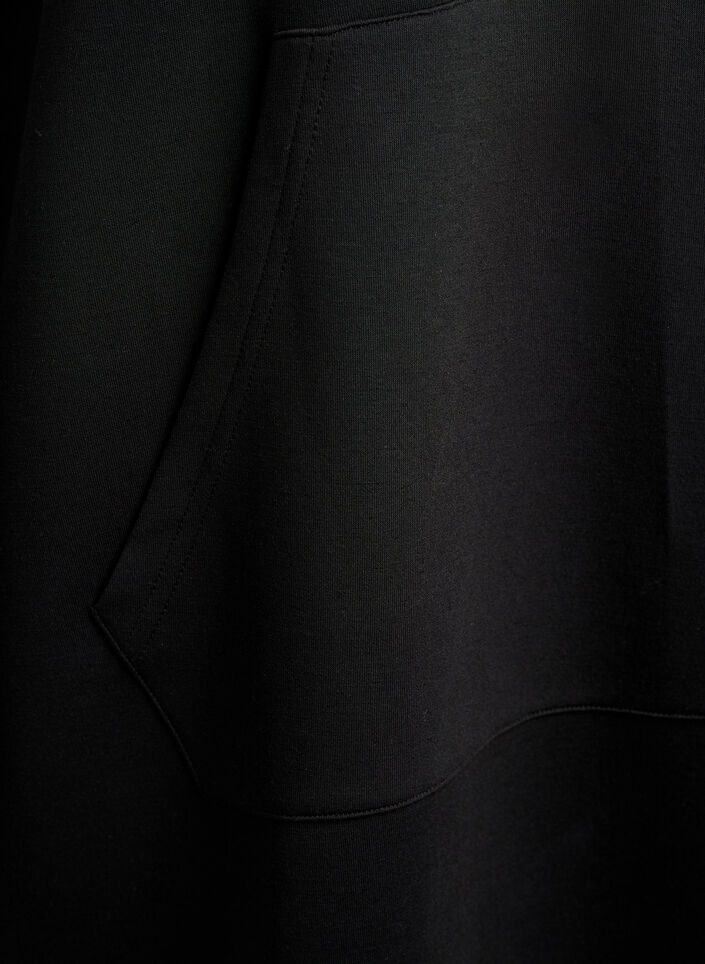 Short hoodie dress with a kangaroo pocket, Black, Packshot image number 3