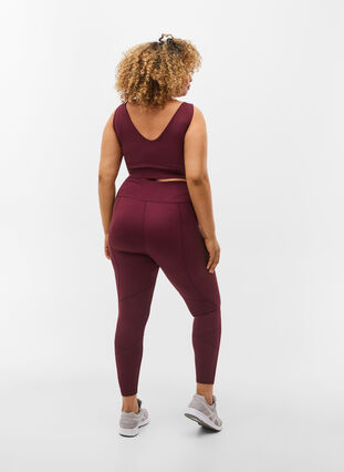 Solid-coloured gym leggings, Fig, Model image number 1
