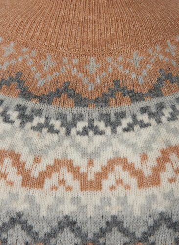 Patterned knitted dress with long sleeves, Chipmunk Mel. Comb, Packshot image number 2