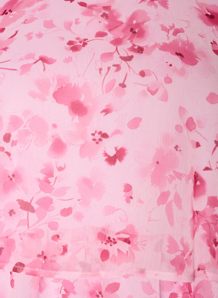 Short chiffon-look dress with floral print and ruffle layers, Pink, Packshot image number 2