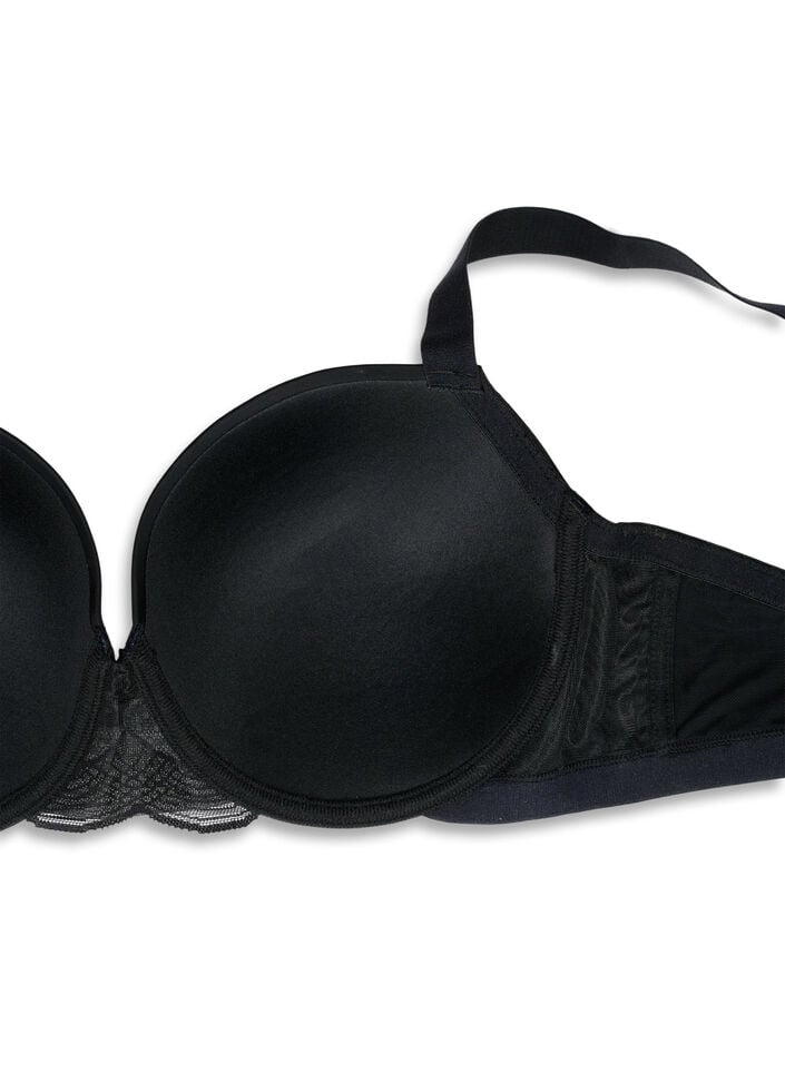 Moulded bra with mesh, Black, Packshot