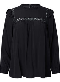 Viscose blouse with frills and lace