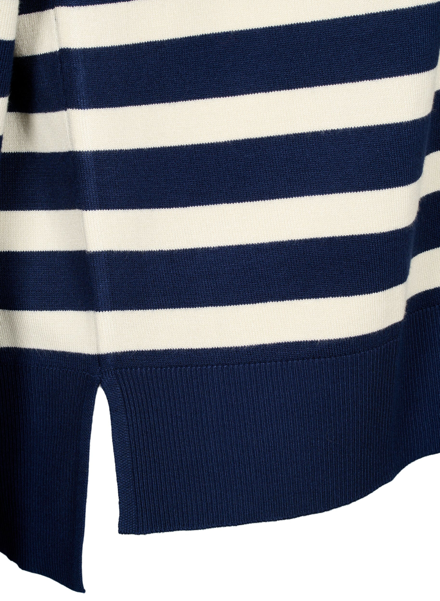 Zizzifashion Striped viscose blouse, Navy Blazer Comb, Packshot image number 3
