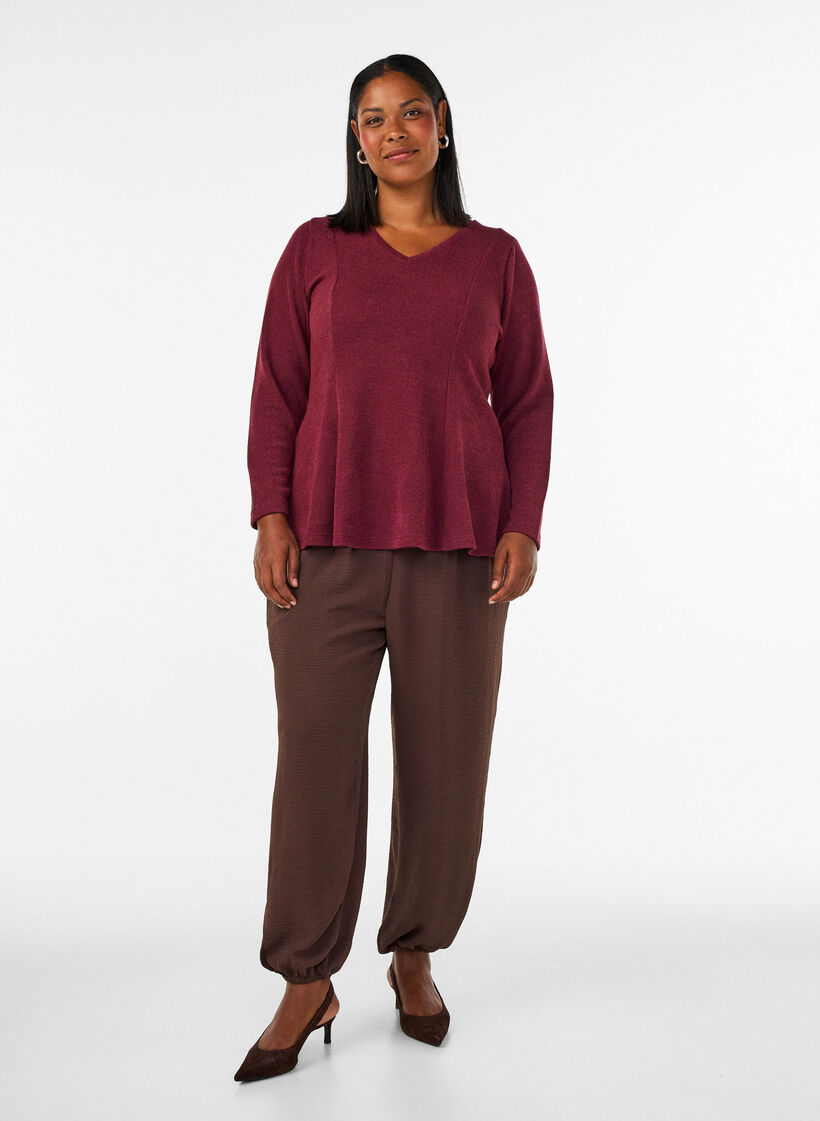 High-waisted balloon trousers, Brown, Model image number 0