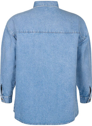 Loose denim shirt with chest pocket, Light blue denim, Packshot image number 1