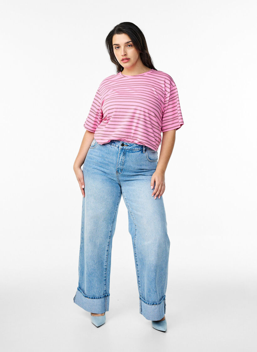 Striped T-shirt, Pink, Model image number 1