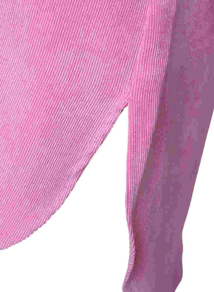 Velvet dress with 3/4-length sleeves and buttons, Begonia Pink, Packshot image number 3