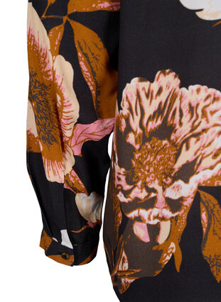 100% viscose blouse with floral print, Black Flower AOP, Packshot image number 3