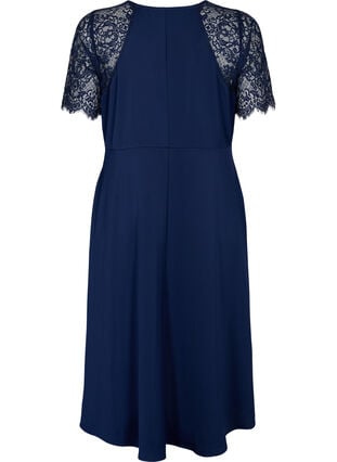 Midi dress with short lace sleeves, Navy Blazer, Packshot image number 1