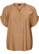 Viscose blouse with buttons and texture, Brown, Packshot image number 0