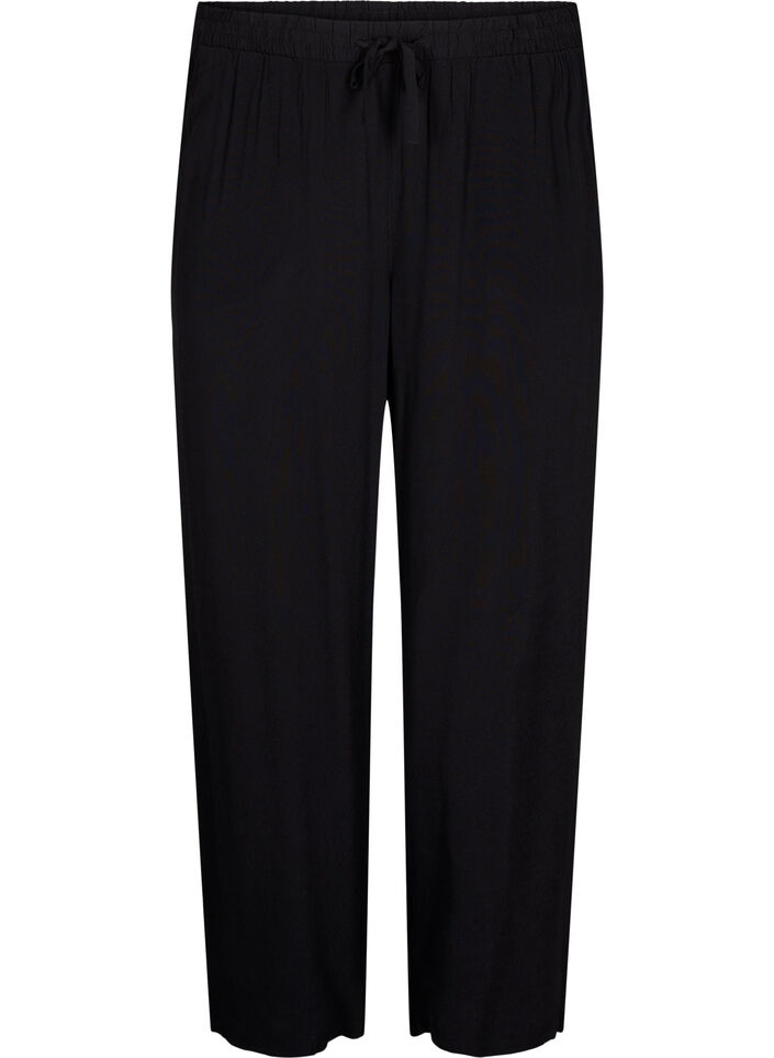 Loose viscose pants with pockets, Black, Packshot image number 0