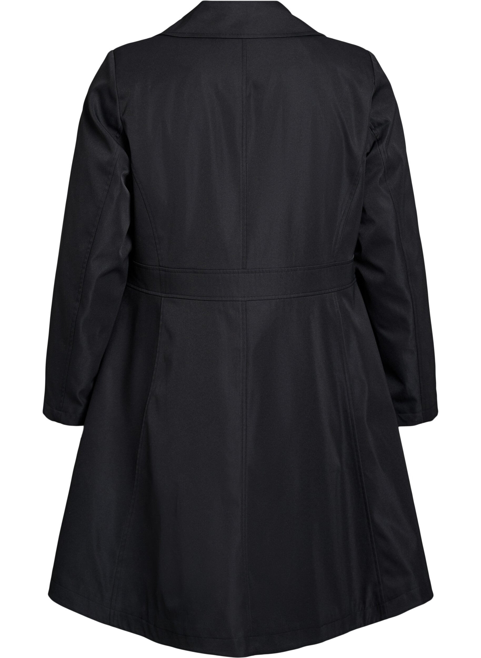Zizzifashion A-line spring coat with double-breasted fastening, Black, Packshot image number 1