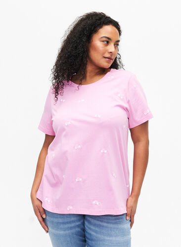 Organic cotton T-shirt with hearts, Roseb. W. Bow Emb., Model image number 0