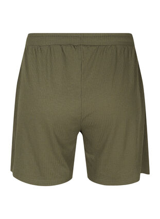 Shorts in ribbed fabric with pockets, Dusty Olive, Packshot image number 1