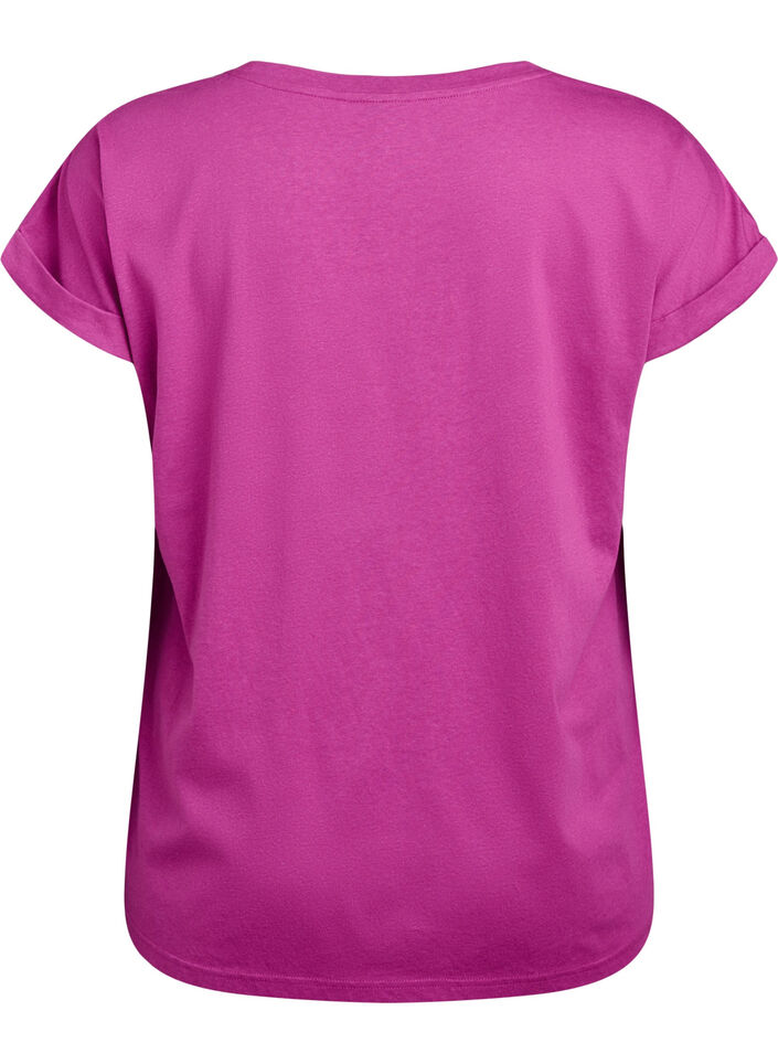 Short sleeve cotton blend T-shirt, Purple, Packshot image number 1