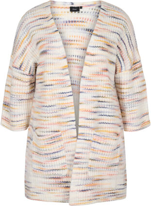 Marled knitted cardigan with cropped sleeves, Multi Color, Packshot image number 0