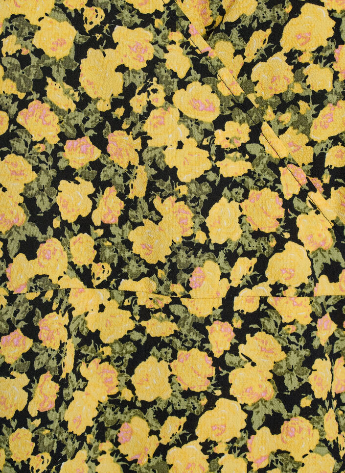 Floral wrap dress with short sleeves, Yellow, Packshot image number 2