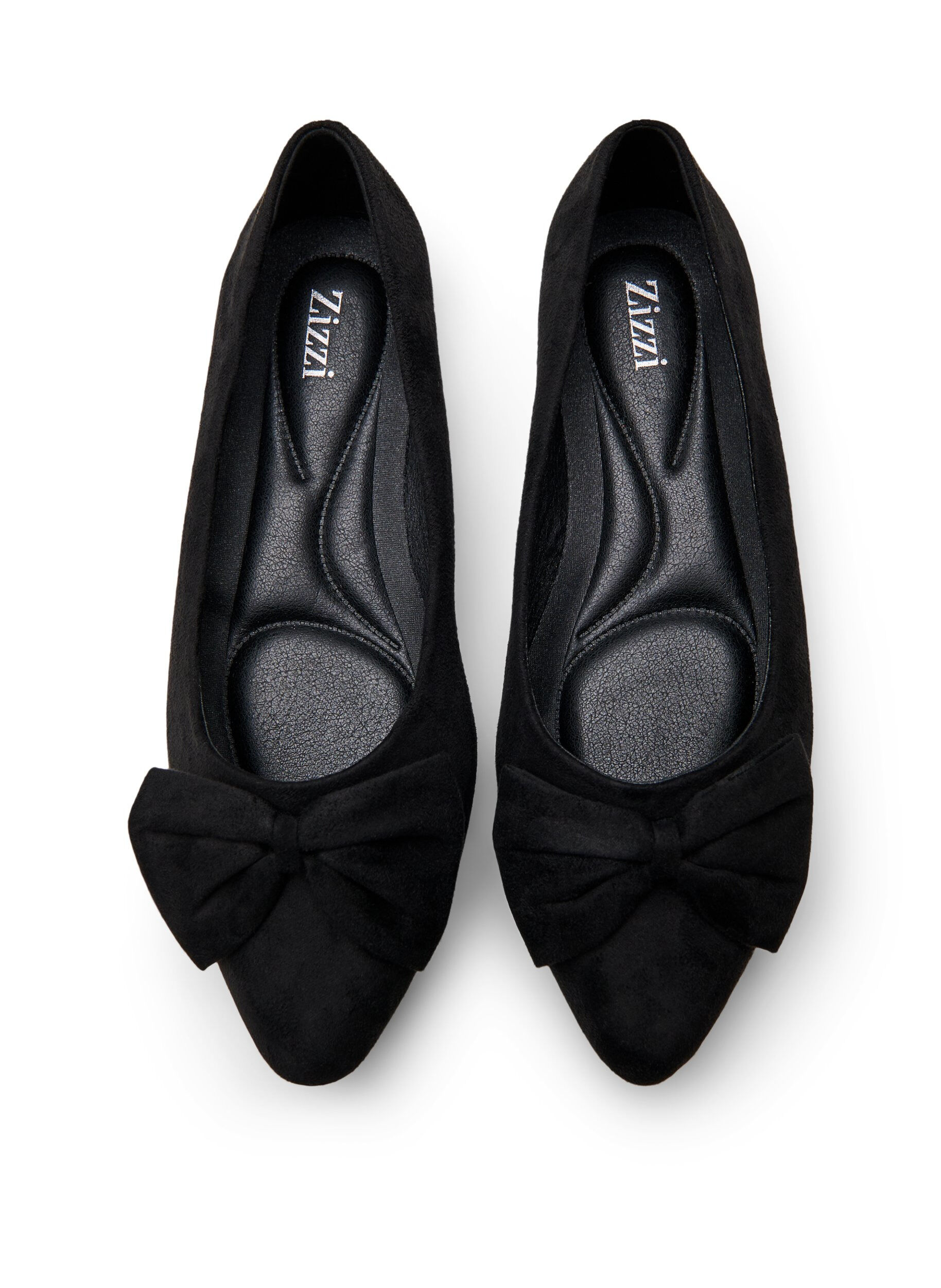 Zizzifashion Wide fit ballerina with bow, Black, Packshot image number 2