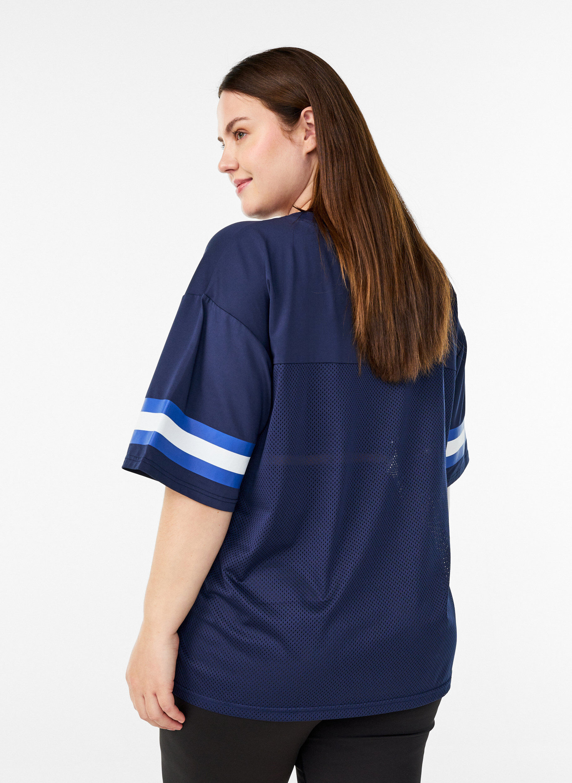 ZizzifashionWorkout t-shirt with a V-neck and front print, Blue, Model image number 2