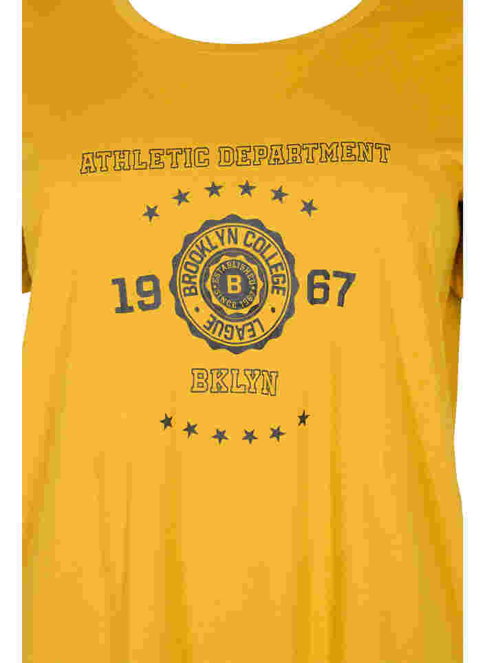 Short-sleeved cotton t-shirt with print, Harvest Gold, Packshot image number 2