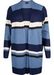 Long knit cardigan with wide stripes, Blue, Packshot image number 0